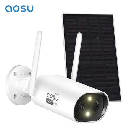 AOSU 3MP Wifi Solar Camera 100% Wire-free Outdoor Built-in Battery Security Camera Color Night Vision 2-Way Audio CCTV Cam