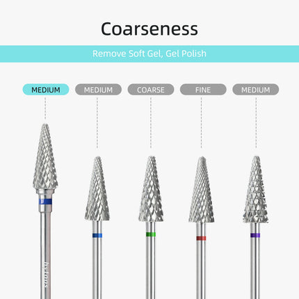 HYTOOS Perfect Cone Cuticle Bit 3/32 Carbide Nail Drill Bits Milling Cutter for Manicure Electric Drills Nails Accessories Tool