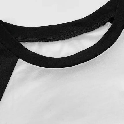 Kawaii T Shirt  Retro Black Cat Letter Print Crew Neck T-Shirt Casual Short Sleeve Top for Spring Summer Women's Clothing