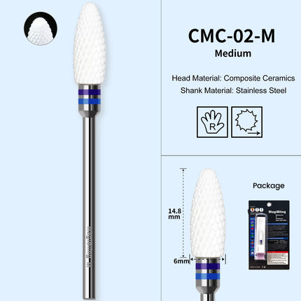 Flame Nail Drill Bits Composite Ceramics Milling Cutter Sharp Durable Bit for Efile Acrylic Nail Removal Manicure Salon Tools