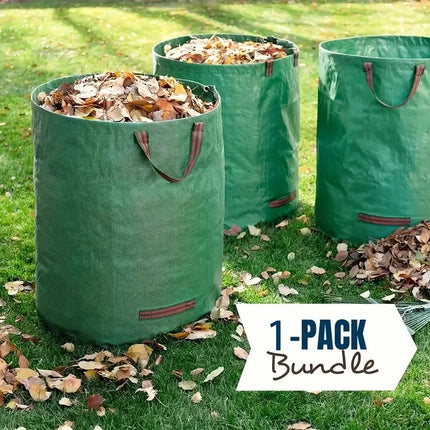 Three green garden leaf bags with a 1-pack bundle tag