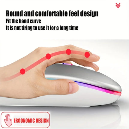 Wireless Mouse 2.4GHz Bluetooth Rechargeable Mouse Quiet Ergonomic Gaming Mouse With USB Backlight 1600DPI Mouse - product im
