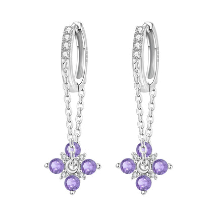 Orstarry Original 925 Sterling Silver Blue Iris Flower Earrings Women Hoop Earring Anniversary Jewelry Trendy Gifts