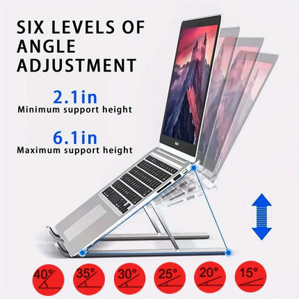 6‑Level Adjustable Laptop Stand - Foldable & Portable Design for 8‑14" Laptops & Tablets, Enhanced Ventilation & Heat Management