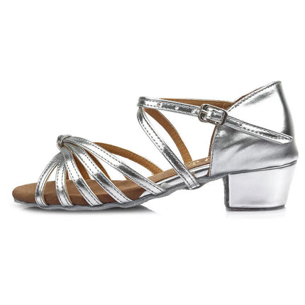Silver-tone satin-look dance shoe with crossing straps