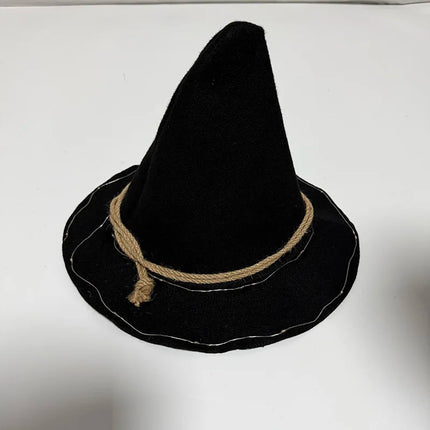 LED Light Up Witch Hat Black Pointed Wizard Hat with Rope Glowing Party Hats Halloween Cosplay Costume Accessory for Women