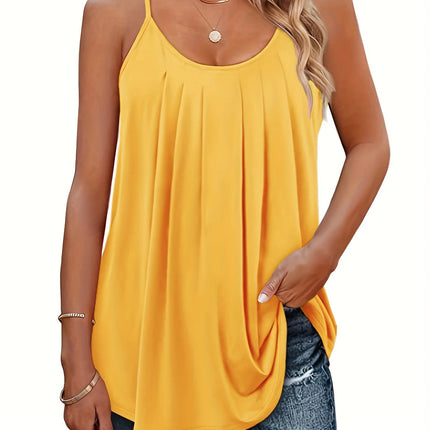 Women Summer Vest Tank Sleeveless Strap Tops Folded Fine Shoulder Straps Camis Loose and Casual Tank Top