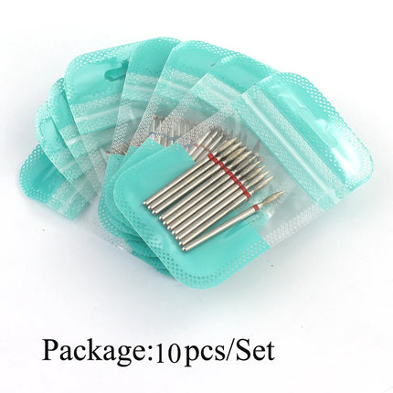 10pcs Diamond Milling Cutter Nail Drill Bits Set For Manicure Accessory Pedicure Eletric Machine Nail Bit Brush Burr Tools