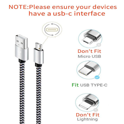 USB USB-C Cable 2.4A Fast Charging Battery Charger Wire Woven Nylon Data Cable Mobile Phone Charger For Huawei - product imag