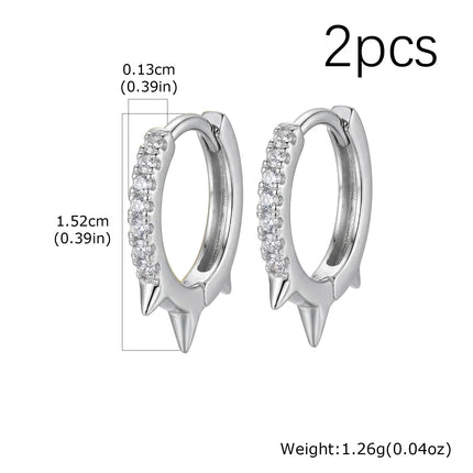 Creative Gothic Punk Rivet Heart Hoop Earrings, Stainless Steel Geometric Piercing Earrings, Unique Cool Jewelry for Party