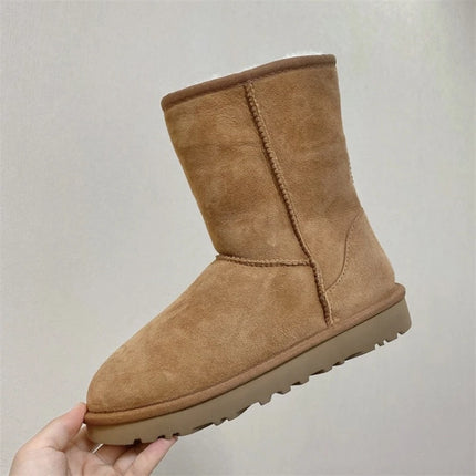 Women Natural Sheepskin Ultra Mini Snow Boots New Design Classic Sheep Fur Wool Lace up Ankle Boot Leather Winter Warm Men Shoes