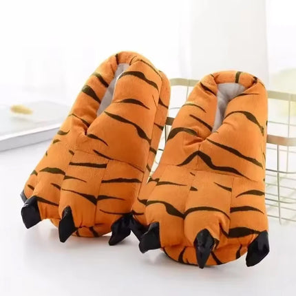 Winter Warm Soft Indoor Floor Slippers Women Men Shoes Paw Funny Animal Christmas Monster Dinosaur Claw Plush Home Random Lining