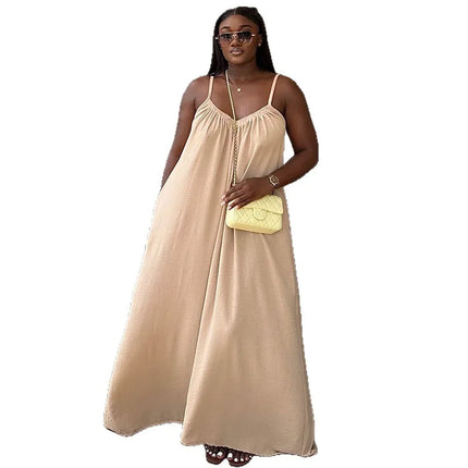 Long Dress Women Sling Dresses A Line Vestidos Y2k Streetwear V Neck Sleeveless Casual Loose Elegant Party Night Work 2026