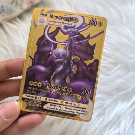 999999 Points HP Pokemon Metal Card Charizard Golden Metal Super Cards English Card Mewtwo Vmax Mega Anime Game Collection Gifts