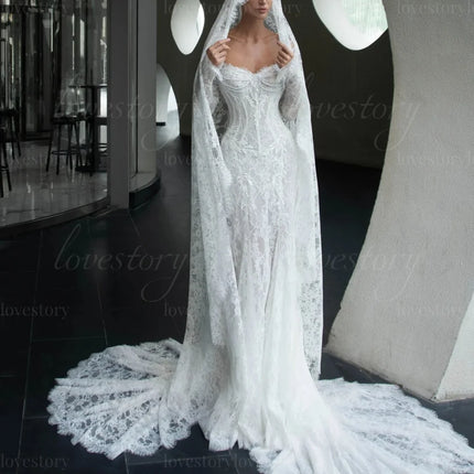 Customized Wedding Dresses Lace Off Shoulder Exquisite Bride Robes Beads Mermaid Bridal Gown Classic vestido de novia