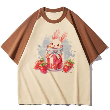 Strawberry t-shirts women elegant Tee girl Japanese graphic streetwear clothing