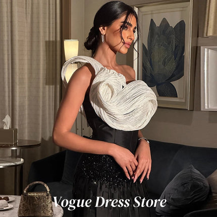 Contrast Color Satin Evening Dress Exquisite One Shoulder Customized Homecoming Dresses Delicate Beading Formal Occasion Gowns