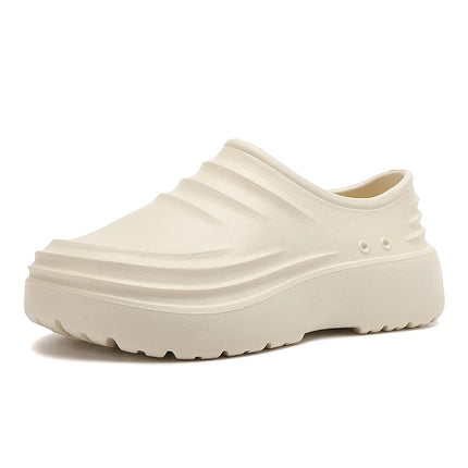 Men's One-Piece Eva Thick-Soled Closed-Toe Work Shoes, Waterproof, Oil-Proof, Non-Slip Slip-On Chef Kitchen Garden Work Shoes