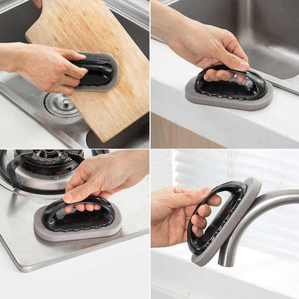Magic Emery Sponge Brush Wipe Eraser Cleaner Kitchen Bath Rust Strong Decontamination Cleaning Tools With Handle - product im
