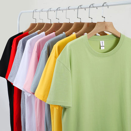 100% Cotton Solid T-shirts Sporty Short Sleeve Tees Casual White Black Clothing Loose O-Neck Summer Tops