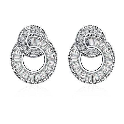 High-quality 925 Sterling Silver Crystal Fashion Circle Hoop Earrings for Woman Wedding Party Gift Street Versatile Jewelry