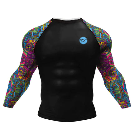 Cody Fluorescent  Unicorn Cool Jiu Jitsu BJJ Rash Guard Sublimation Long Sleeve Fitness Gym Sportswear High Elastic Tops