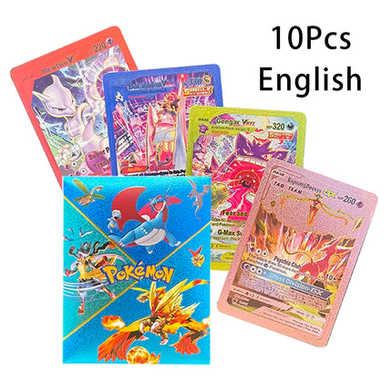 10Pcs Pokemon Colorful Shining Rainbow Cards English Vmax Gx Charizard Pikachu Trading Game Collection Battle Card Children Toys
