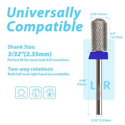 Gold Carbide Nail Drill Bits Milling Cutter Large Barrel Pro Reversed Durable Granding Polishing Tools Accessories 4XC