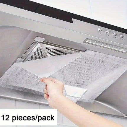 12-Pack Heavy-Duty Range Hood Filters - Oil-Absorbing Mesh Covers for Kitchen Ventilation, Easy Install - product image from