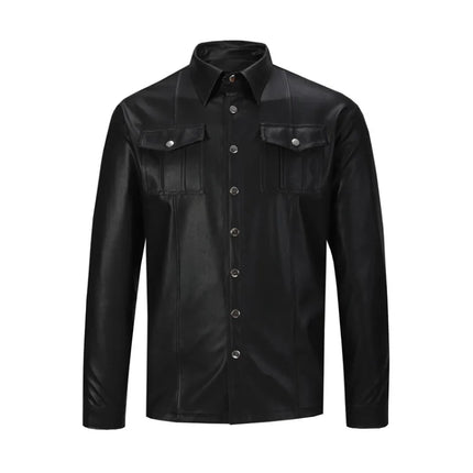 Men's PU Leather Jacket Blouse, Long Sleeve, Fashion, New