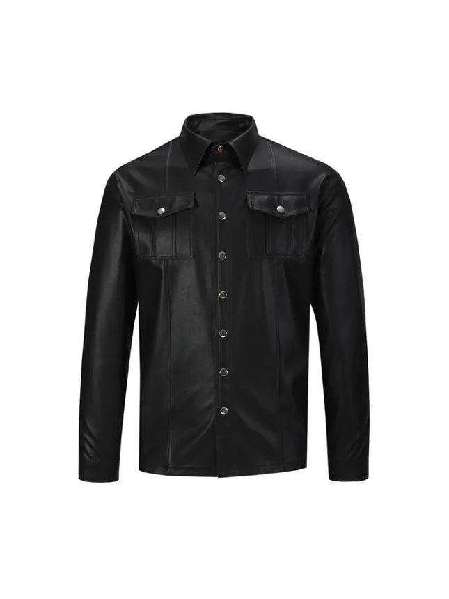 Chaqueta de Piel Sintética para Hombre, Manga Larga, Moda, Nueva