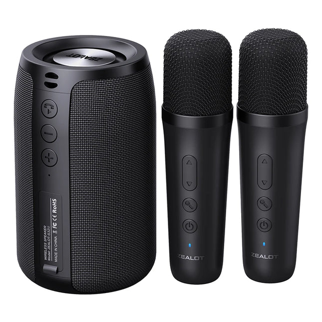 ZEALOT-S32 Karaoke-Maschine Tragbarer Bluetooth-Lautsprecher mit 1-2 kabellosen Mikrofonen Bluetooth 5.3 für Karaoke zu Hause und als Geschenk