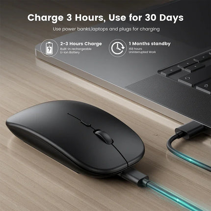 Rechargeable Wireless Mouse Bluetooth-compatible 2.4GHz Dual Modes Computer Mice with Nano Receiver for PC Laptop - product i