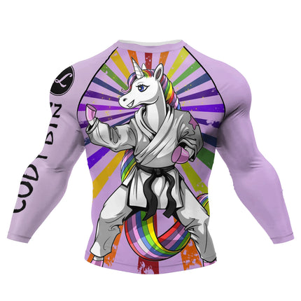Cody Fluorescent  Unicorn Cool Jiu Jitsu BJJ Rash Guard Sublimation Long Sleeve Fitness Gym Sportswear High Elastic Tops