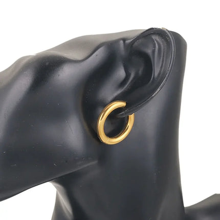 6pcs Stainless Steel 4mm Thick Earrings Gold Plated Large Round Korean Ear Rings Hoop Earring for Women Female Jewelry Luxury