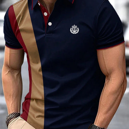 2026 Summer New Arrival Men's Polo Shirt Casual Stylish Comfortable and Breathable Short-Sleeve Top with 3D Striped Print Design