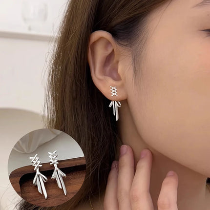 PANJBJ 925 Sterling Silver Bow Knot Earring for Women Texture Tassels Sweet Romantic Korean Jewelry Gift Dropshipping