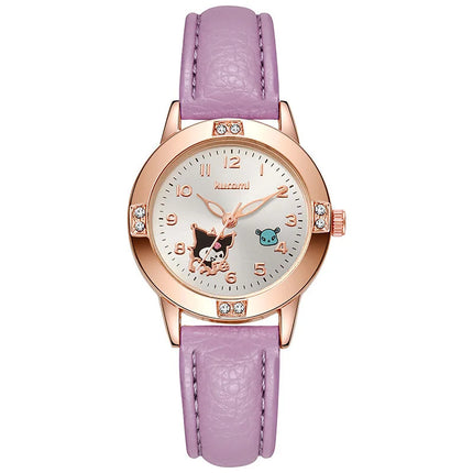 Sanrio Girls' Quartz Watch – Cute Crystal-Decorated Wristwatch with Adjustable Metal Strap, Soft Colors, Perfect Birthday Gift