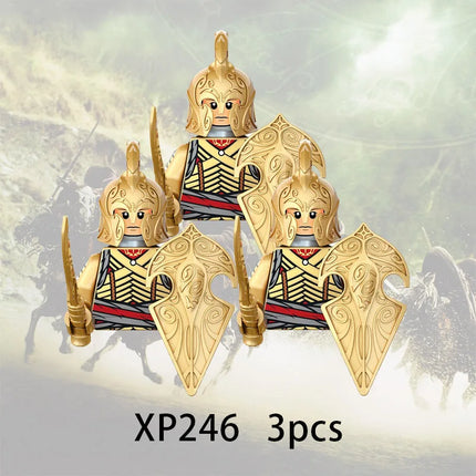 3pcs Lord Rings Elves Orcs Army Dwarf Rohan Mini Action Toy Figures Building Blocks Assembly Toys for Kids Birthday Gift