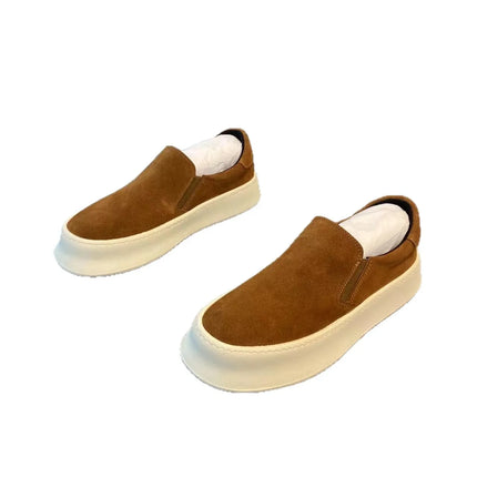 Men's Casual Shoes Spring Autumn Winter Low Top Slip-On Fashion Leather Thick Bottom Heightening Soft Insole Lightweight