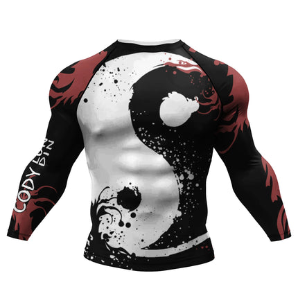 Cody Fluorescent  Unicorn Cool Jiu Jitsu BJJ Rash Guard Sublimation Long Sleeve Fitness Gym Sportswear High Elastic Tops