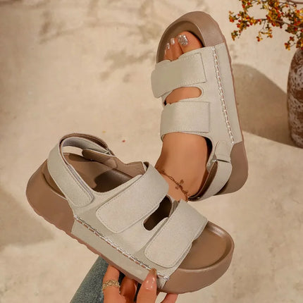 Fashion Women Sandals Summer New Simple Round Toe Non Slip Thick Sole Female Shoes Comfort Wear Resistant Soft Sole Sandals