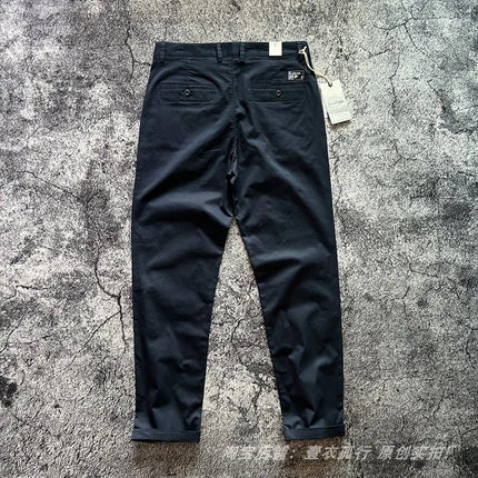 2025 Summer New American Retro Thin Micro Elasticity Casual Pants Men's Simple 98% Cotton Slim CHINO Business Straight Trousers