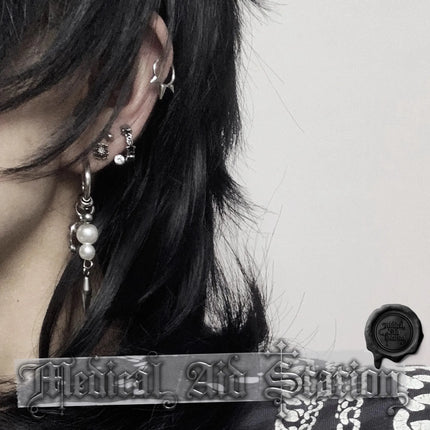 Y2K Spike Rivet Ball Pearl Hoop Earrings for Women Stainless Steel Punk Pointed Drop Earrings Gothic Jewelry Accessories