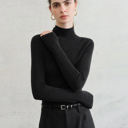 Premium Series German Biella Wool Autumn Super Fine Washable Seamless One-Piece Mock Neck Thermal Base Layer