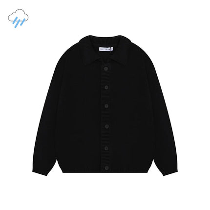 Top Quality Oversized Button Lapel Cardigan Men Women Black Dark Gray Casual Fashion Couple Our Legacy Knitted Sweater With Tag