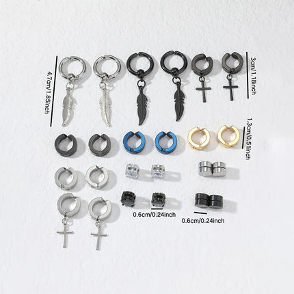 24 piece fashionable punk style 304 stainless steel ear clip set, can be given as a gift to friends