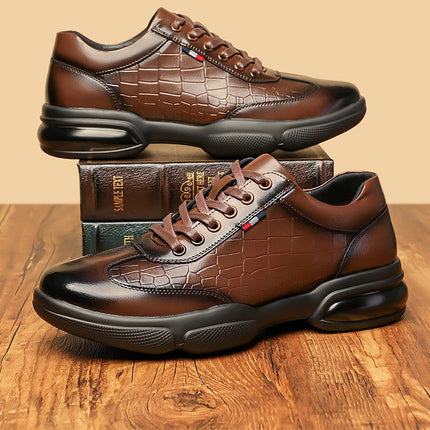 New Men Cow Leather Casual Sport Shoes Fashion Comfortable Chunky Sneakers