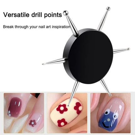 6 In 1 Circular Dotting Tools Professional Nail Art Tip Dot Painting Embossing Tracing Disc Nail Dotting Tool Manicure Supplies