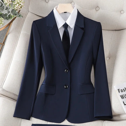 Women Suit Set Spring Summer Office Blazer Skirt Formal Workwear Hotel Receptionist Outfit